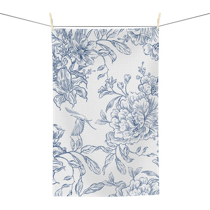 Blue Floral Tea Towel – Vintage Botanical Microfiber Kitchen Towel | Cottage Home Gift
