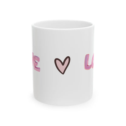 Pink Love Heart Coffee Mug 11oz 15oz