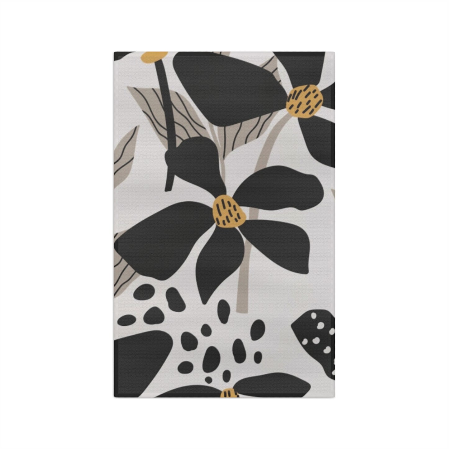 Black Floral Tea Towel – Minimalist Microfiber Kitchen Towel | Modern Home Gift