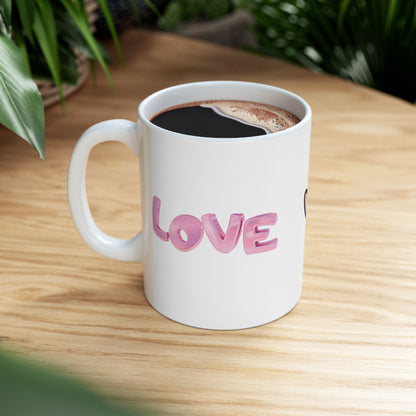 Pink Love Heart Coffee Mug 11oz 15oz