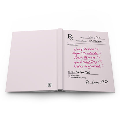Doctor's Orders Journal – Personalized Prescription Notebook | Funny Self-Care Gift for Women (Pink)