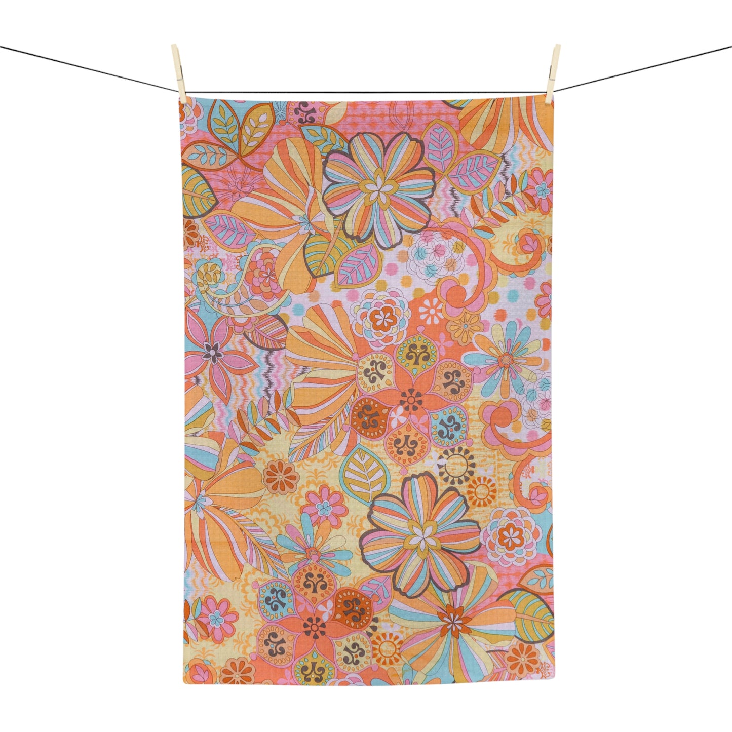 Retro Floral Kitchen Dish Towel – Quick-Dry Microfiber Tea Towel | Housewarming Gift