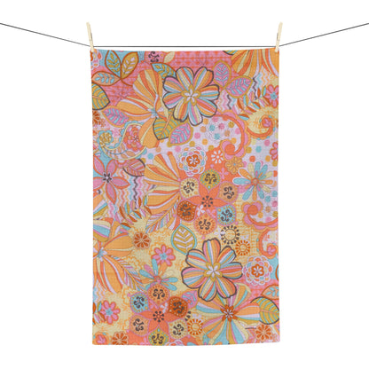 Retro Floral Kitchen Dish Towel – Quick-Dry Microfiber Tea Towel | Housewarming Gift