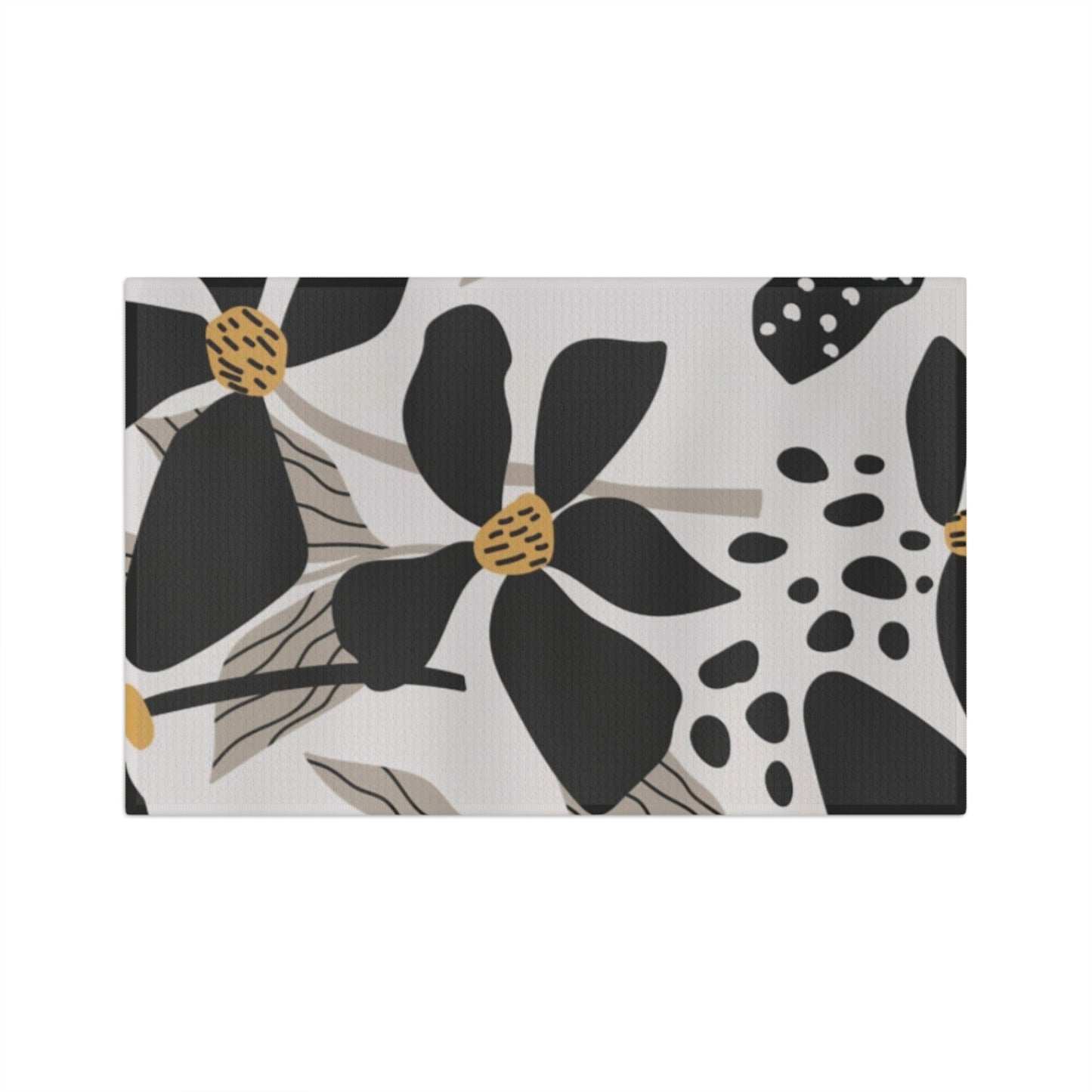 Black Floral Tea Towel – Minimalist Microfiber Kitchen Towel | Modern Home Gift