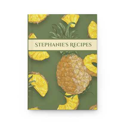 Pineapple Recipe Journal Hardcover Notebook, Olive Green Personalized Cover