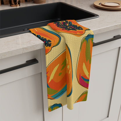 Papaya Tea Towel – Tropical Fruit Microfiber Kitchen Towel | Fun Housewarming Gift