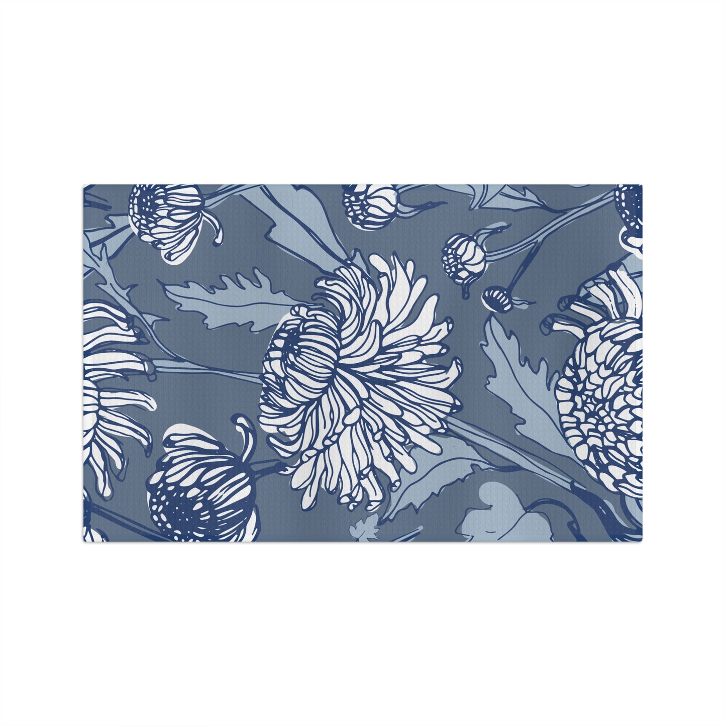 Blue Chrysanthemum Tea Towel – Painterly Microfiber Kitchen Towel | Artful Home Gift