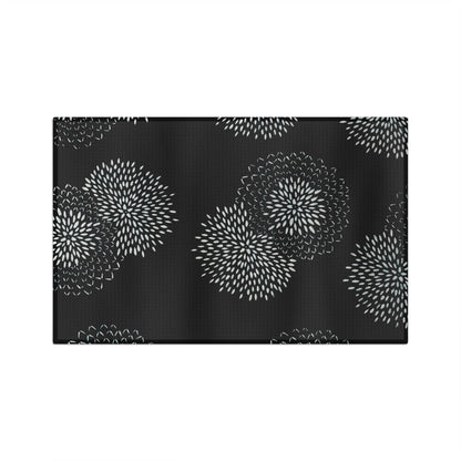 Black & White Chrysanthemum Tea Towel – Minimalist Microfiber Kitchen Towel | Modern Home Gift