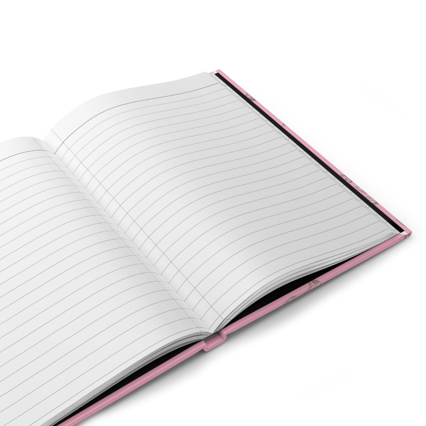 Open notebook with pink binding on a white background