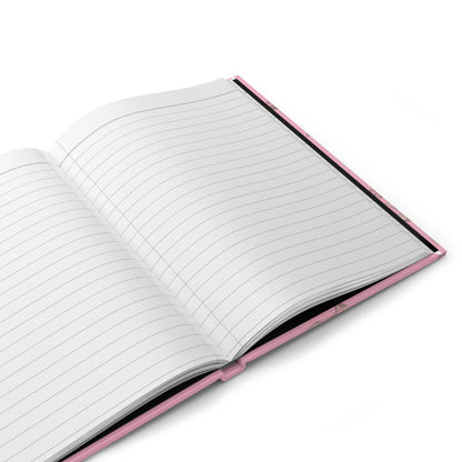 Open notebook with pink binding on a white background