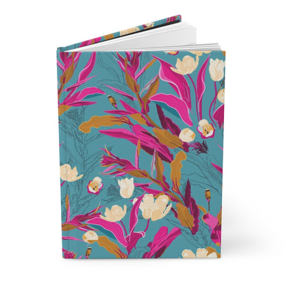 Tropical Floral Notebook, Aesthetic Journal for Women, Colorful Pink Teal Notebook, Cute Daily Journal, Gift for Her, Pretty Stationery