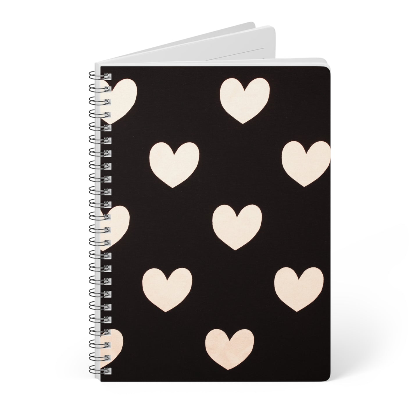 Heart Print Journal | Black Aesthetic Notebook | Self Love Gift for Her | A5 Wire Bound | 150 Pages | Cute Lined Notebook