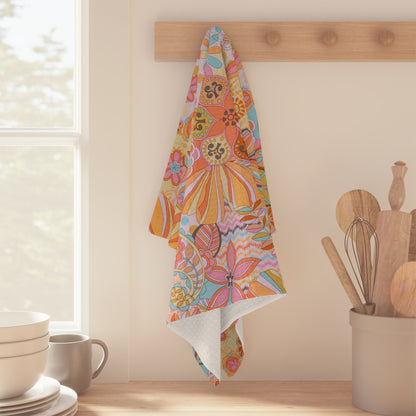 Retro Floral Kitchen Dish Towel – Quick-Dry Microfiber Tea Towel | Housewarming Gift
