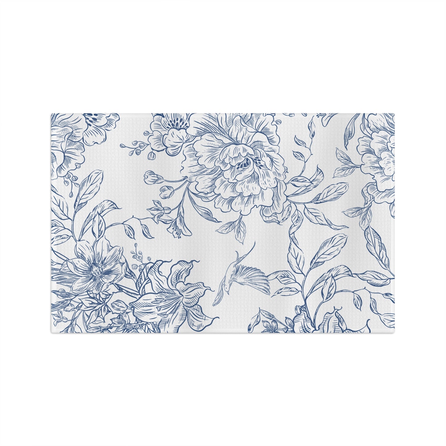 Blue Floral Tea Towel – Vintage Botanical Microfiber Kitchen Towel | Cottage Home Gift