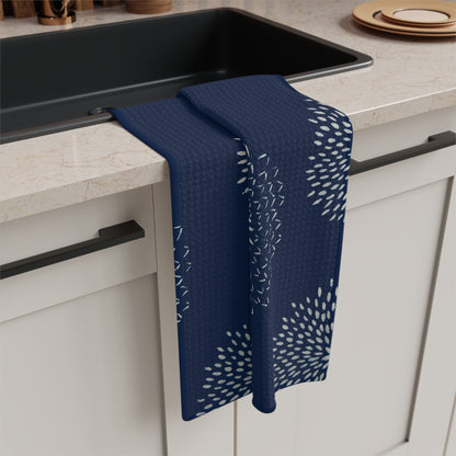 Navy Chrysanthemum Tea Towel – Floral Microfiber Kitchen Towel | Coastal Home Gift