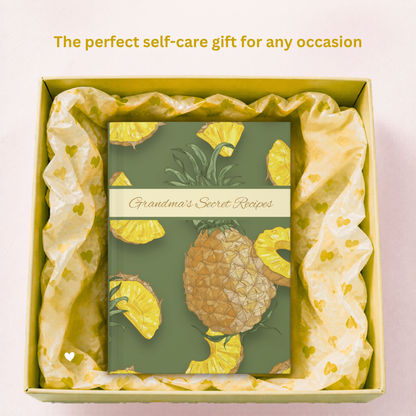 Pineapple Recipe Journal Hardcover Notebook, Olive Green Personalized Cover