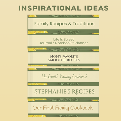 Pineapple Recipe Journal Hardcover Notebook, Olive Green Personalized Cover