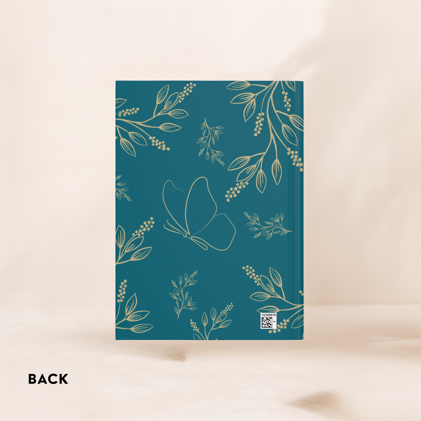 Personalized Teal And Gold Floral Notebook With Aesthetic Butterflies