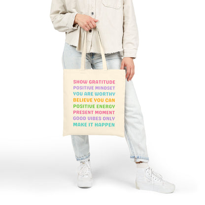 Inspirational Affirmations Tote Bag – Positive Mindset Canvas Carryall | Motivational Gift for Women