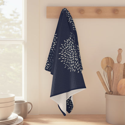 Navy Chrysanthemum Tea Towel – Floral Microfiber Kitchen Towel | Coastal Home Gift