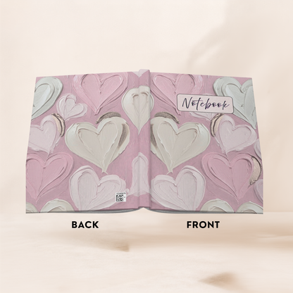 Heart Pattern Hardcover Notebook, Pink | Floral Botanical Journal