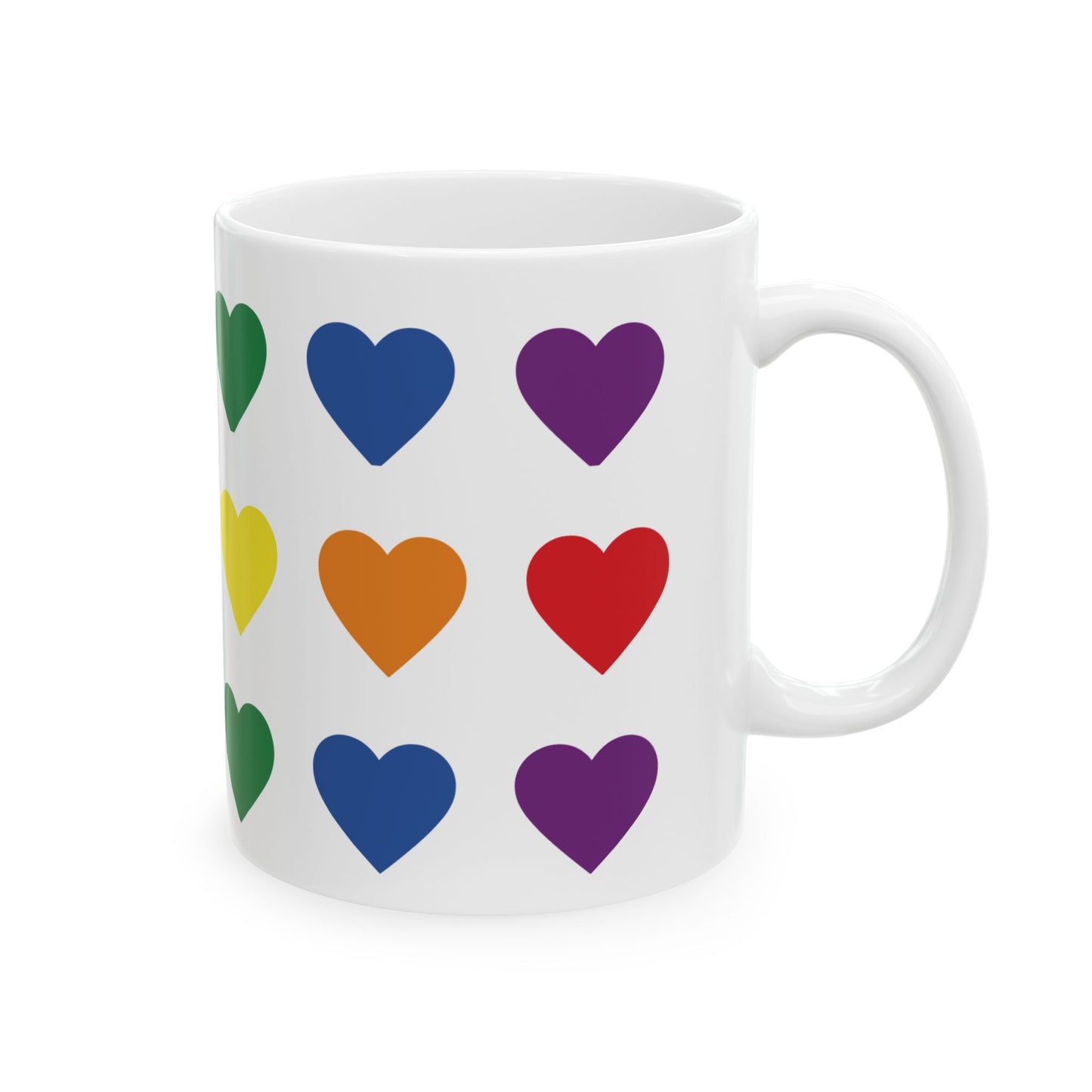 Rainbow Heart Pattern Mug | Ceramic Coffee Cup
