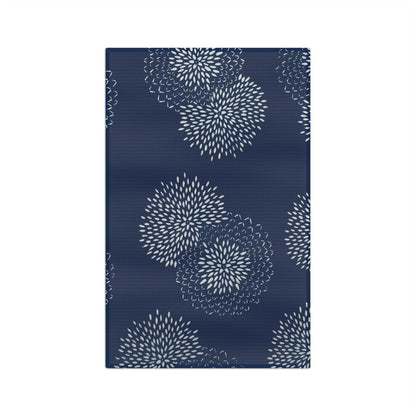 Navy Chrysanthemum Tea Towel – Floral Microfiber Kitchen Towel | Coastal Home Gift