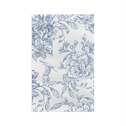 Blue Floral Tea Towel – Vintage Botanical Microfiber Kitchen Towel | Cottage Home Gift