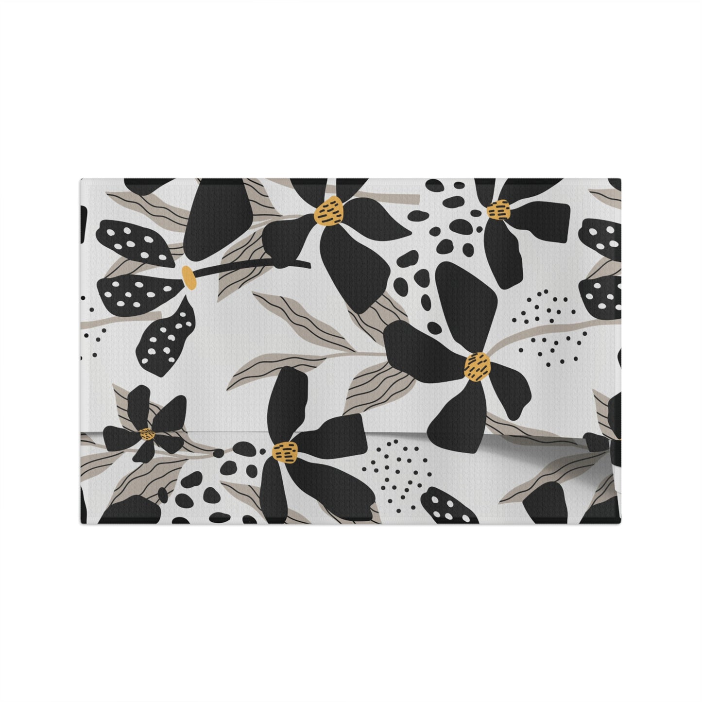 Black & White Floral Tea Towel – Modern Botanical Microfiber Kitchen Towel | Chic Home Gift