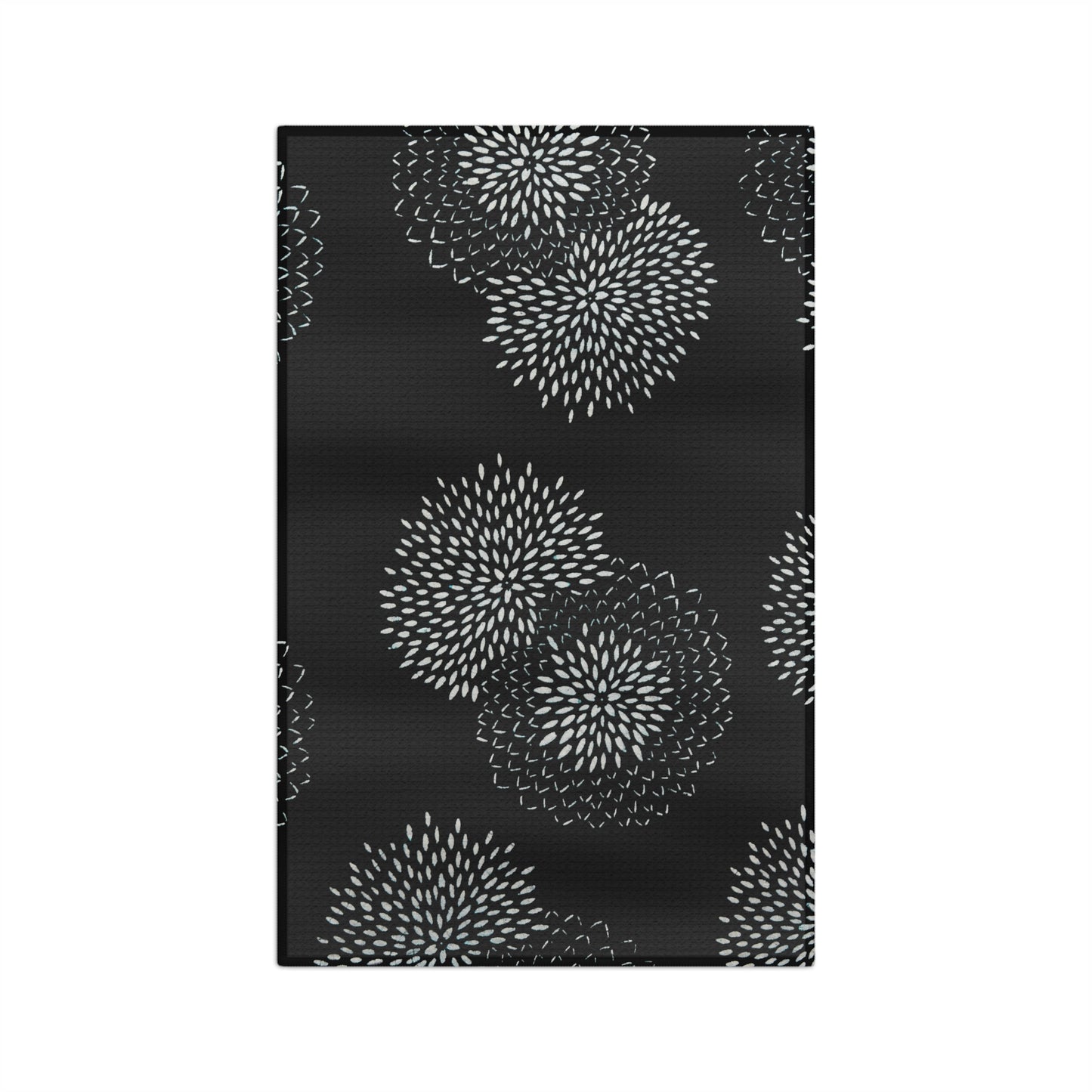 Black & White Chrysanthemum Tea Towel – Minimalist Microfiber Kitchen Towel | Modern Home Gift