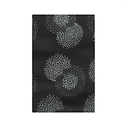 Black & White Chrysanthemum Tea Towel – Minimalist Microfiber Kitchen Towel | Modern Home Gift