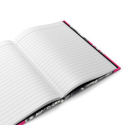Hot Pink Floral Journal | Bold Aesthetic Notebook for Women | Hardcover Lined Diary | Cute Girly Notebook | Self Care Journal Gift for Her