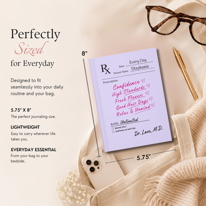 Doctor's Orders Journal – Personalized Prescription Notebook | Funny Self-Care Gift for Women (Purple)