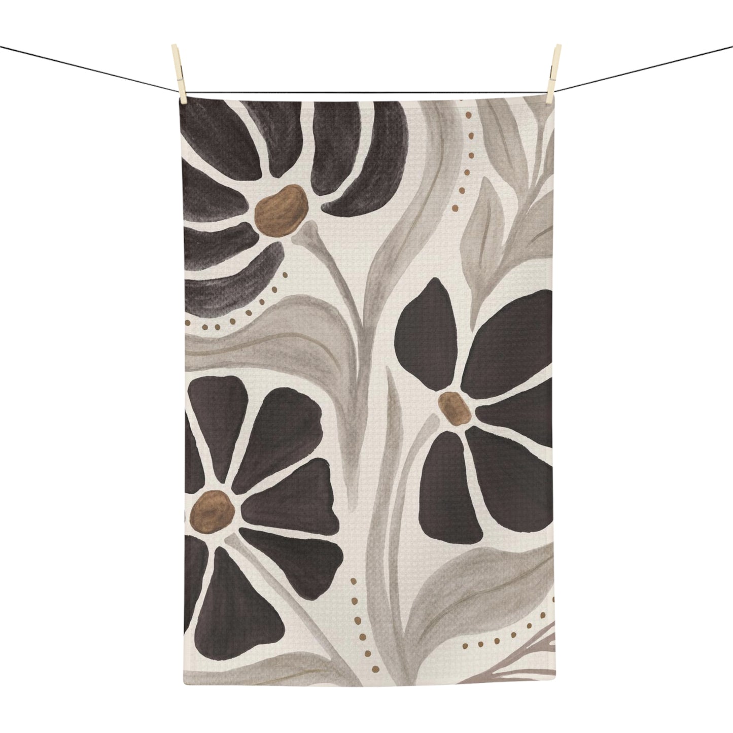 Geometric Floral Tea Towel – Modern Microfiber Kitchen Towel | Elegant Housewarming Gift