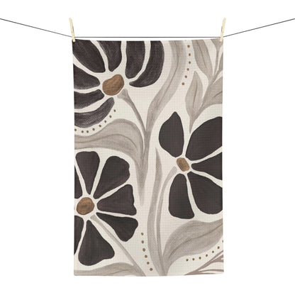 Geometric Floral Tea Towel – Modern Microfiber Kitchen Towel | Elegant Housewarming Gift