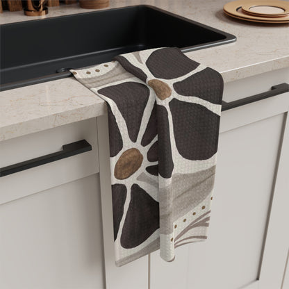 Geometric Floral Tea Towel – Modern Microfiber Kitchen Towel | Elegant Housewarming Gift