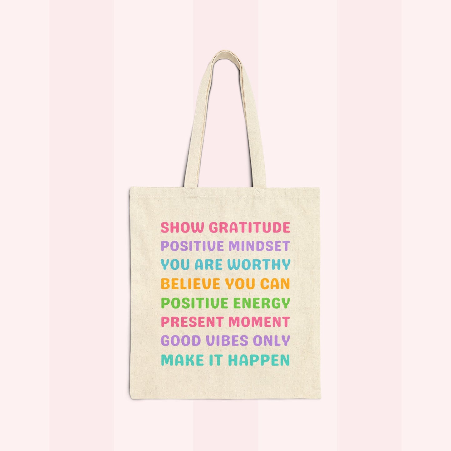 Inspirational Affirmations Tote Bag – Positive Mindset Canvas Carryall | Motivational Gift for Women