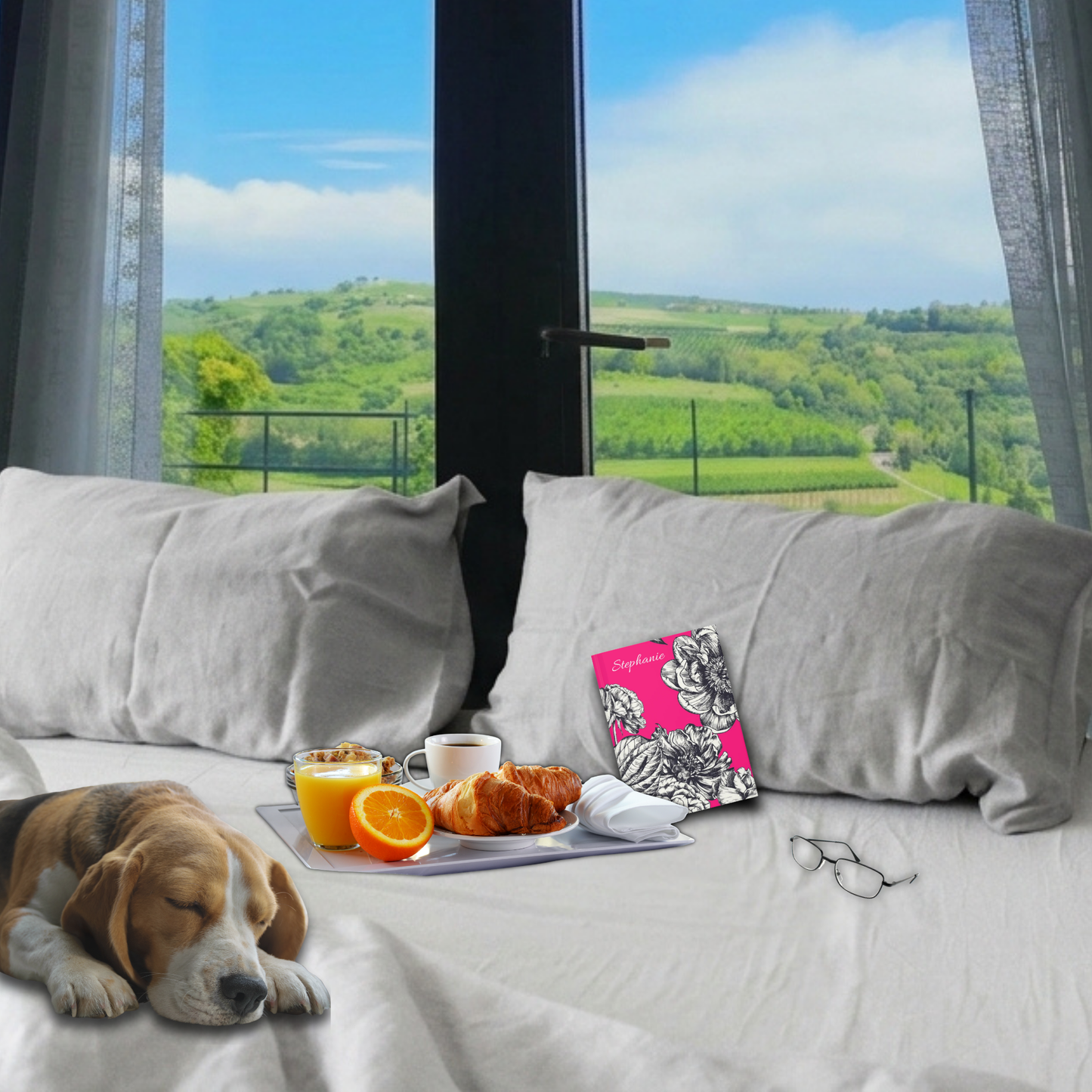 Personalized Pink Botanical Notebook | Custom Name Journal Gift