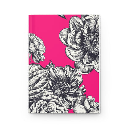 Hot Pink Floral Journal | Bold Aesthetic Notebook for Women | Hardcover Lined Diary | Cute Girly Notebook | Self Care Journal Gift for Her