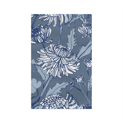Blue Chrysanthemum Tea Towel – Painterly Microfiber Kitchen Towel | Artful Home Gift