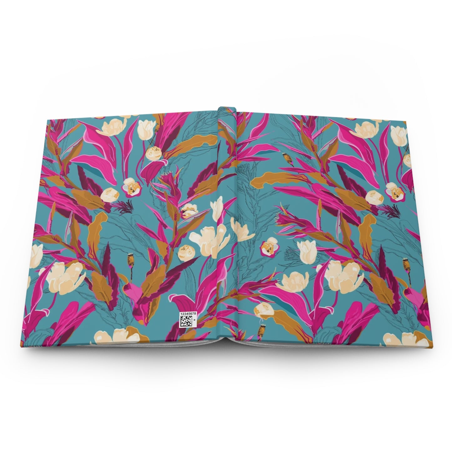 Tropical Floral Notebook, Aesthetic Journal for Women, Colorful Pink Teal Notebook, Cute Daily Journal, Gift for Her, Pretty Stationery