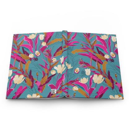 Tropical Floral Notebook, Aesthetic Journal for Women, Colorful Pink Teal Notebook, Cute Daily Journal, Gift for Her, Pretty Stationery
