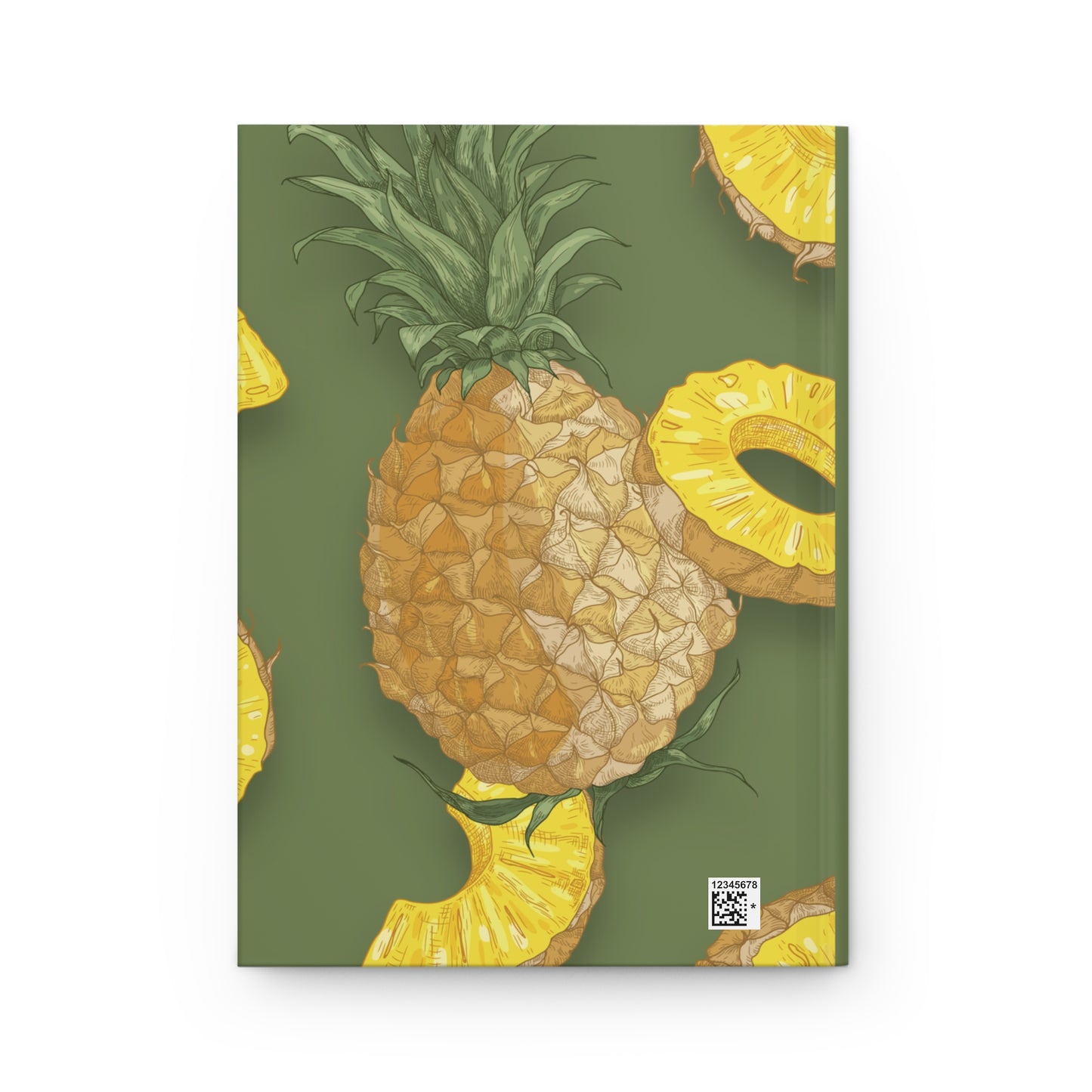 Pineapple Recipe Journal Hardcover Notebook, Olive Green Personalized Cover