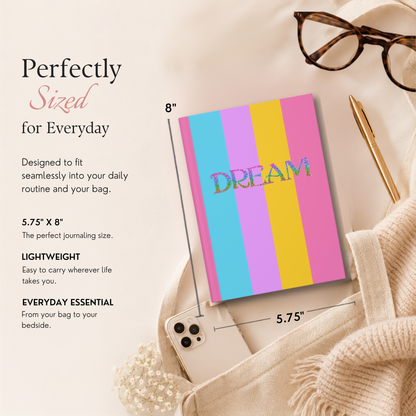 Dream Rainbow Stripe Hardcover Journal | Inspirational Note